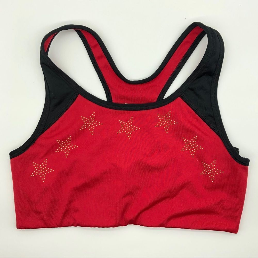 PINK Victoria’s Secret‎ Ultimate Unlined Sports Bra Medium Red Gold Stars
